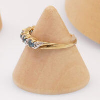 Vintage aqua marine diamond gold ring eternity 5