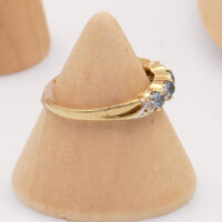 Vintage aqua marine diamond gold ring eternity 6