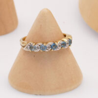 Vintage aqua marine diamond gold ring eternity 8