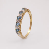 Vintage aqua marine diamond gold ring eternity 9