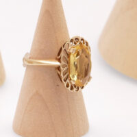 Vintage citrine gold ring oval 7