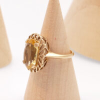 Vintage citrine gold ring oval 4