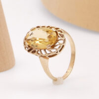 Vintage citrine gold ring oval 8