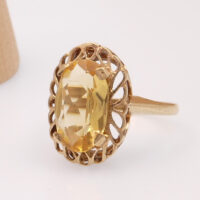 Vintage citrine gold ring oval 9