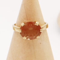 Vintage gold ring Peach Andesine Feldspar 2005