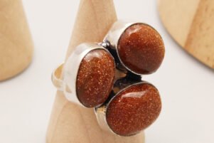 vintage sun stone silver ring retro 1970s 7