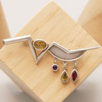 Art Deco Silver Brooch Citrine, Amethyst, Red Garnet, Peridot 1