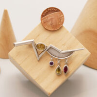 Art Deco Silver Brooch Citrine, Amethyst, Red Garnet, Peridot 2