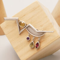 Art Deco Silver Brooch Citrine, Amethyst, Red Garnet, Peridot 3