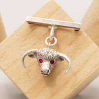 Art Deco Silver Bull Brooch + Ruby Eyes Hallmark London 1935 1