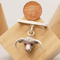 Art Deco Silver Bull Brooch + Ruby Eyes Hallmark London 1935 2