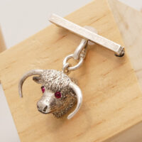 Art Deco Silver Bull Brooch + Ruby Eyes Hallmark London 1935 3