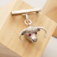 Art Deco Silver Bull Brooch + Ruby Eyes Hallmark London 1935 4