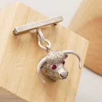 Art Deco Silver Bull Brooch + Ruby Eyes Hallmark London 1935 5