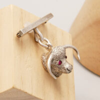 Art Deco Silver Bull Brooch + Ruby Eyes Hallmark London 1935 6