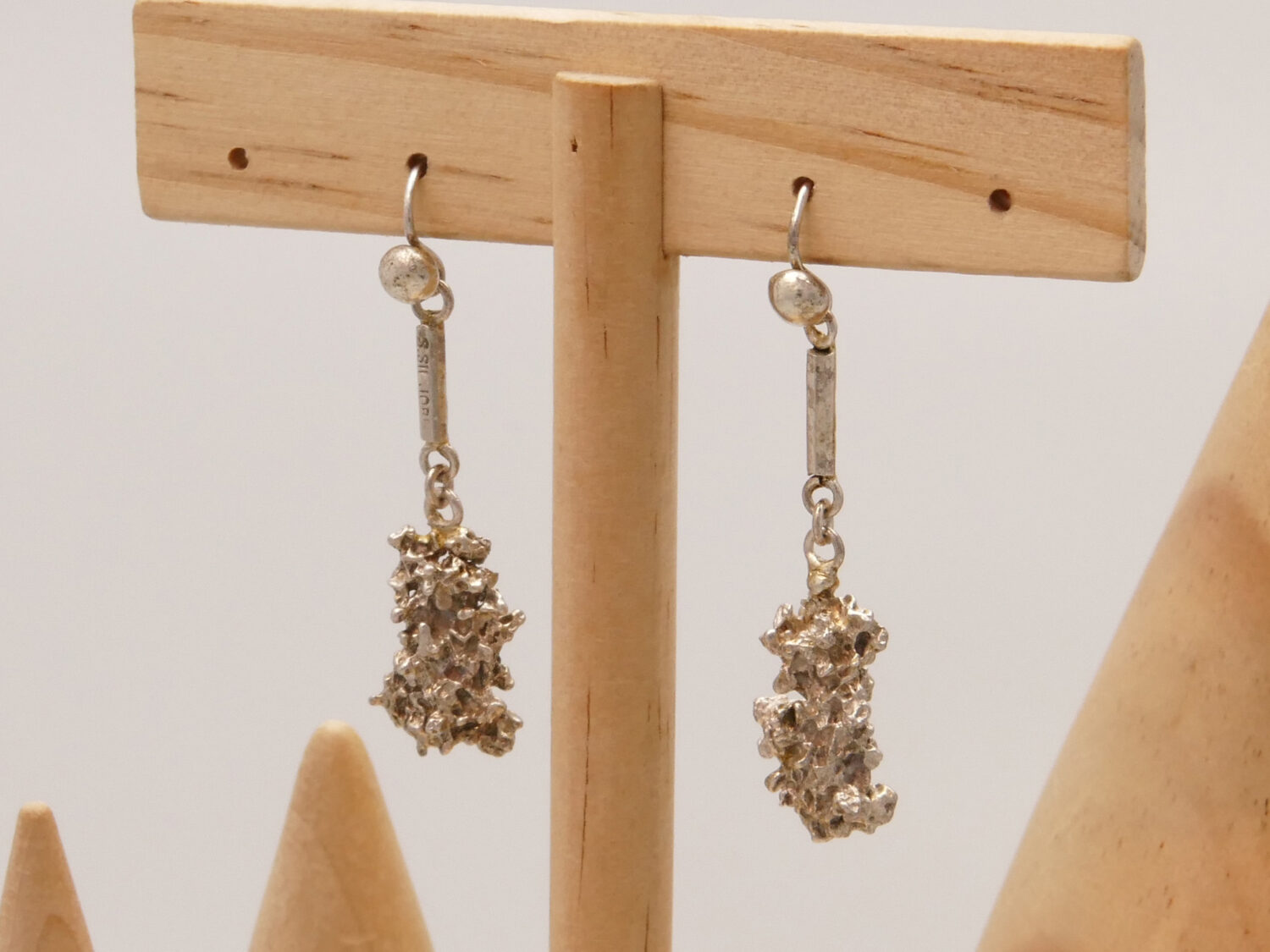 Brutalist Molten Specimen Silver Drop Earrings 1