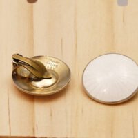 Finn Jensen Norway Guilloche White Enamel Silver Disc Clip Earrings 9