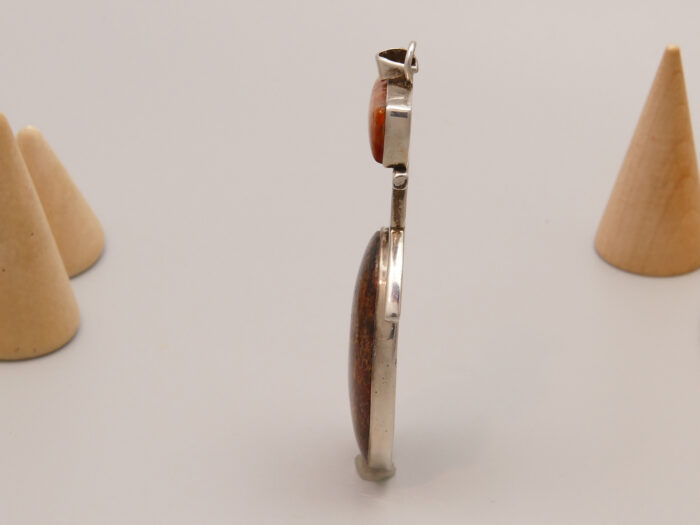 Leopardskin Jasper Orange Sunstone Pendant Silver Boho 3