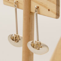 Modernist Abstract Drop Earrings in Silver Gold W&CS 3