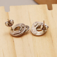 Modernist Engraved Disc Stud Earrings 7