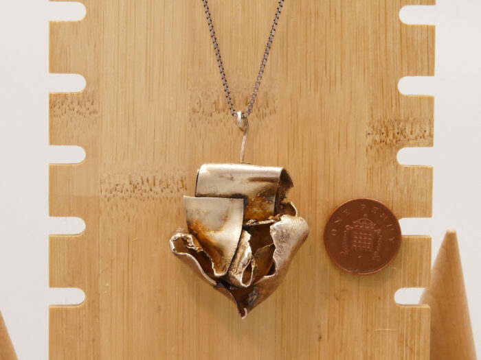 Vintage Brutalist Silver Pendant Retro 1970s Heavy Chunky 2