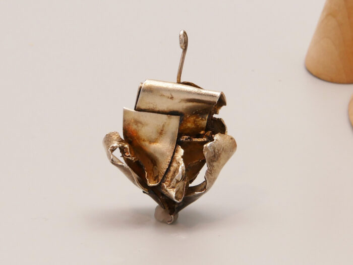 Vintage Brutalist Silver Pendant Retro 1970s Heavy Chunky 8