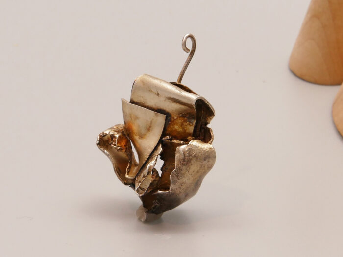 Vintage Brutalist Silver Pendant Retro 1970s Heavy Chunky 9