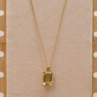 Vintage Citrine Emerald Cut Gold Pendant Necklace 9ct 1