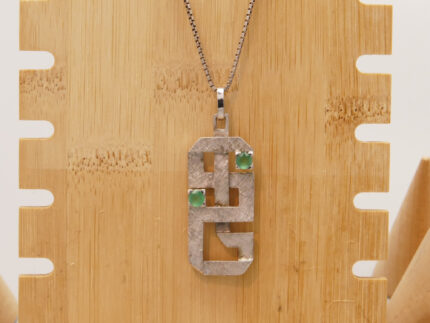 Vintage Green chrysoprase modenrist pendant 800 silver 1
