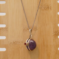 Vintage Modernist Amethyst Ball Carnelian Silver Pendant 1