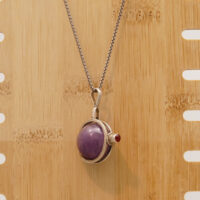 Vintage Modernist Amethyst Ball Carnelian Silver Pendant 2