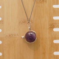 Vintage Modernist Amethyst Ball Carnelian Silver Pendant 3