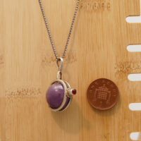 Vintage Modernist Amethyst Ball Carnelian Silver Pendant 4