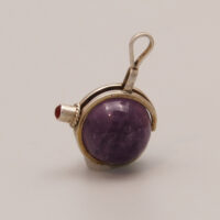 Vintage Modernist Amethyst Ball Carnelian Silver Pendant 5