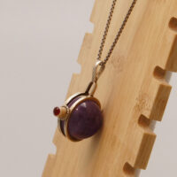 Vintage Modernist Amethyst Ball Carnelian Silver Pendant 8