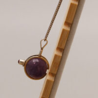 Vintage Modernist Amethyst Ball Carnelian Silver Pendant 9