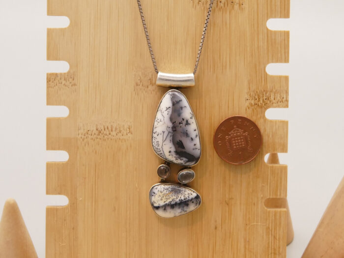 Vintage Opal Dendritic Merlinite Silver Pendant Boho 2