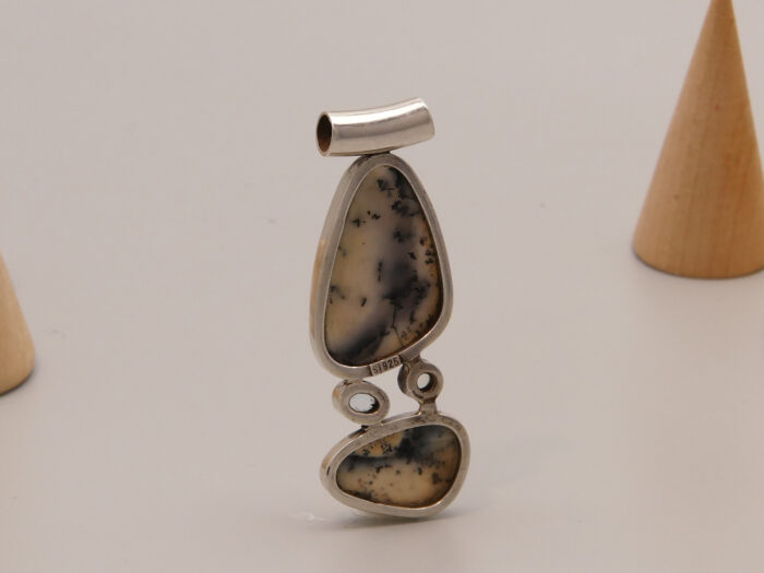 Vintage Opal Dendritic Merlinite Silver Pendant Boho 7