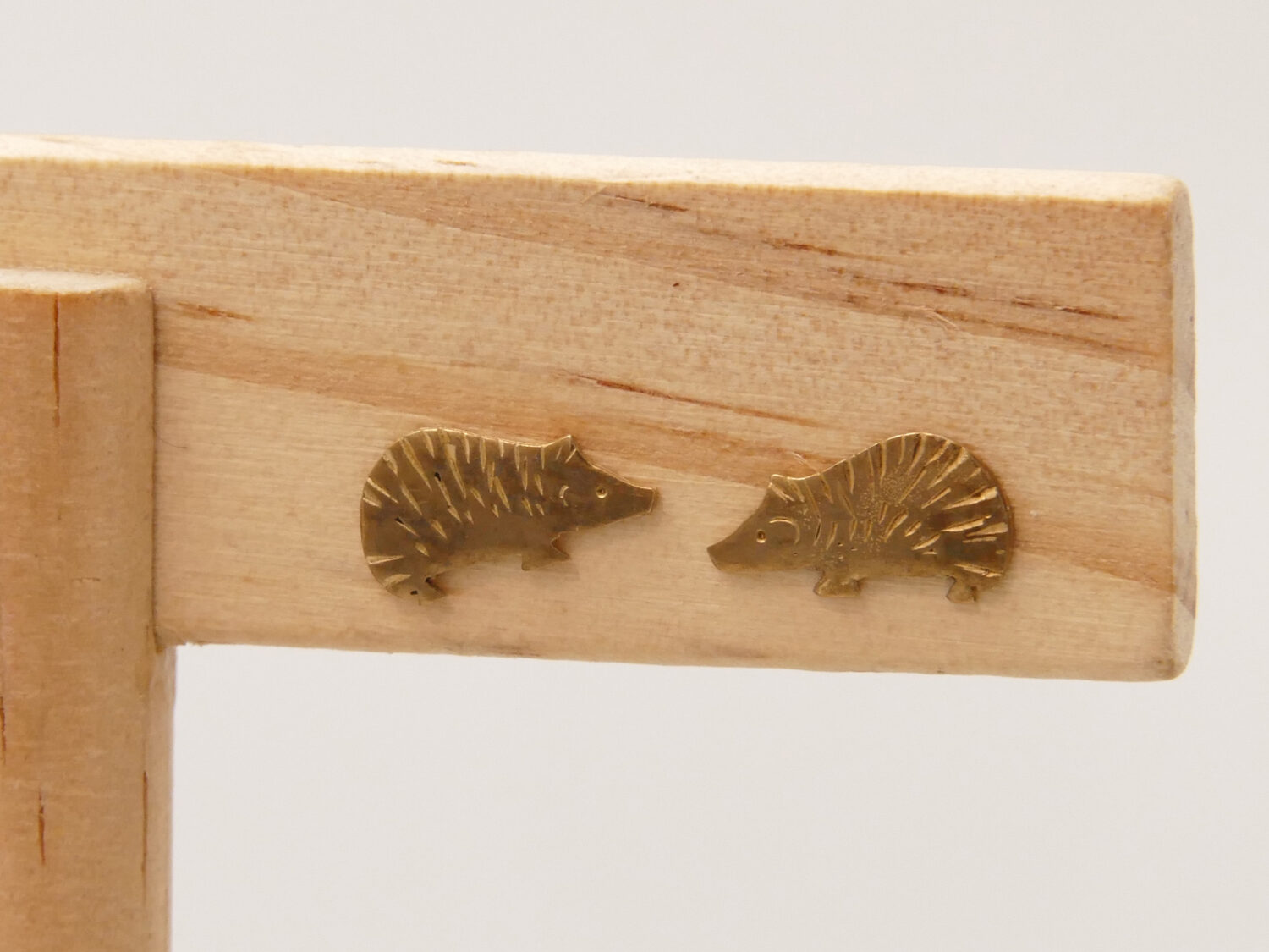 Vintage Solid Gold Hedgehog Stud Earrings 9ct 1