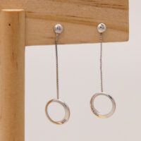 Vintage White Gold Hoop & Chain Diamond Drop Earrings 6