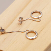 Vintage White Gold Hoop & Chain Diamond Drop Earrings 9