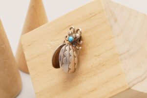 Navajo Bug Silver Pin Insect Brooch with Turquoise 6