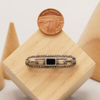 Art Deco Jet Onyx Marcasite Silver Brooch 2