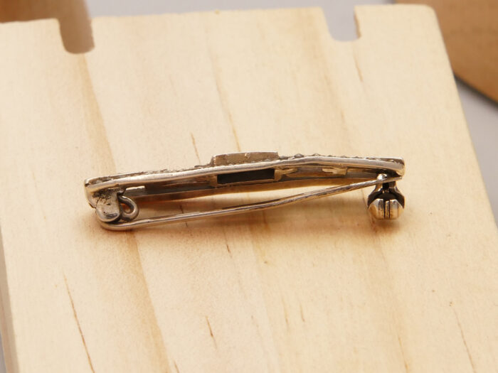 Art Deco Jet Onyx Marcasite Silver Brooch 7