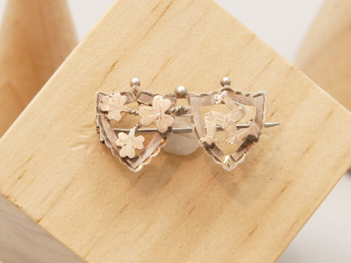 Edwardian Rose Gold Silver Brooch Clovers Isle of Man Sicily Ireland