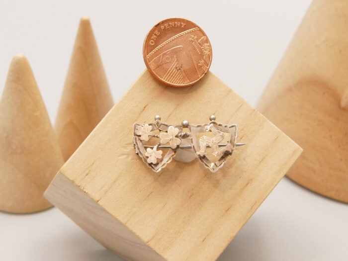 Edwardian Rose Gold Silver Brooch Clovers Isle of Man Sicily Ireland 2