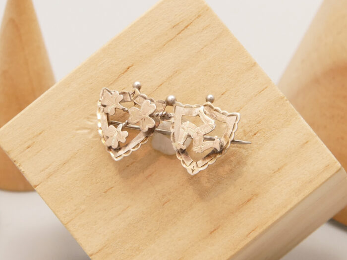 Edwardian Rose Gold Silver Brooch Clovers Isle of Man Sicily Ireland 3