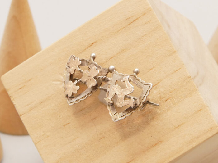 Edwardian Rose Gold Silver Brooch Clovers Isle of Man Sicily Ireland 4