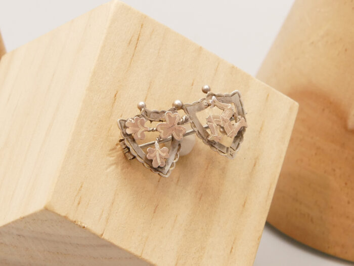 Edwardian Rose Gold Silver Brooch Clovers Isle of Man Sicily Ireland 5