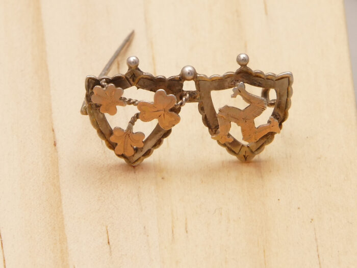 Edwardian Rose Gold Silver Brooch Clovers Isle of Man Sicily Ireland 6
